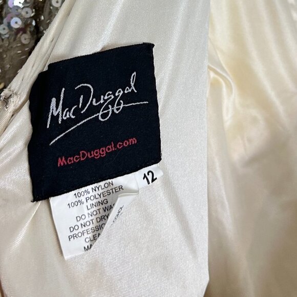 MAC DUGGAL Beaded A-Line Gown in Nude Size US 12 - Picture 8 of 15